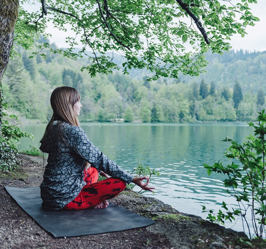 Meditating by the lake